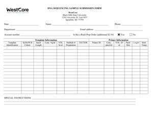 Fillable Online Bhsu Dna Sequencing Sample Submission Form Bhsu Fax