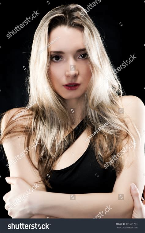 Beautiful Sexy Blonde Girl Black Dress Stock Photo Edit Now 361691783