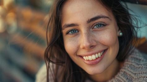 Premium Photo | Closeup of Smiling Woman With Blue Eyes