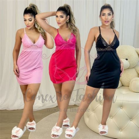 Kit Camisolas Sexy Renda Luxo Para Dormir Sensual Lingerie