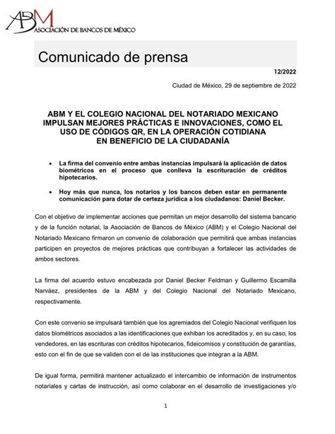 Asociaci N De Bancos De M Xico On Twitter Comunicado De Prensa Abm Y