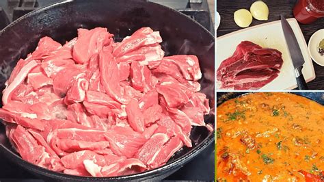 Гуляш из говядины с подливкой на сковороде | Говяжий гуляш РЕЦЕПТ - YouTube