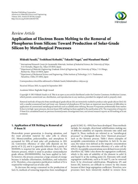 Pdf Review Article Application Of Electron Beam Melting To The