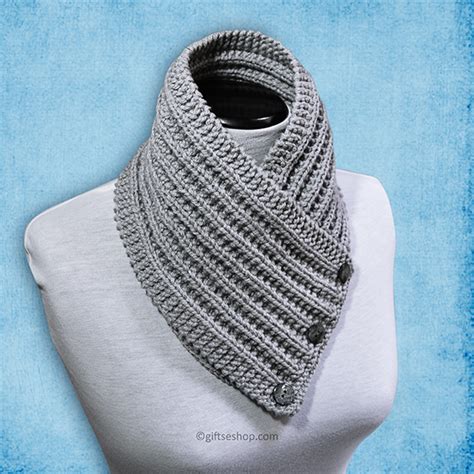 Knitting Pattern Buttoned Scarf Cowl Knitting Pattern Men Women