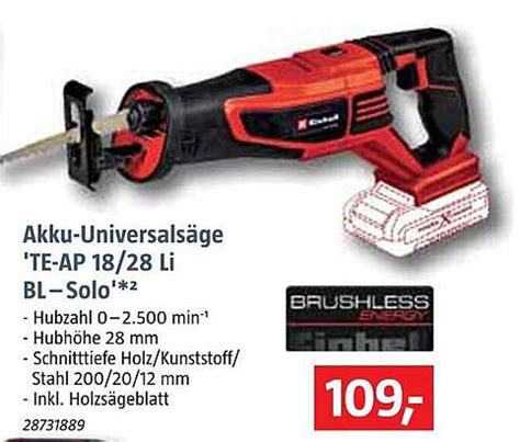 Einhell Akku universalsäge te ap 18 28 Li Bl Solo Angebot bei