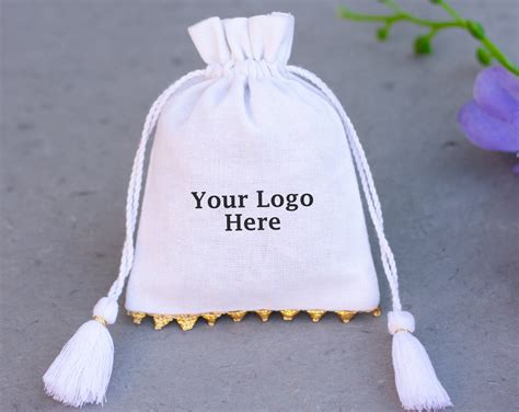 100 White Custom Drawstring Pouch With Logo Personalized Etsy UK