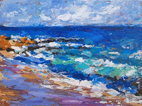 Картина морской пейзаж "Отдых у моря", масло в интернет-магазине на ...