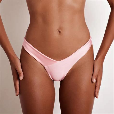 Solid Color Sexy Women Beach Wear Thongs Women Low Waist Bikini Bottoms