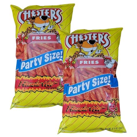 Chester S FLAMIN HOT Cheetos FRIES Corn Snacks Crunchy Party Sz 8 5 8oz 2 Bags