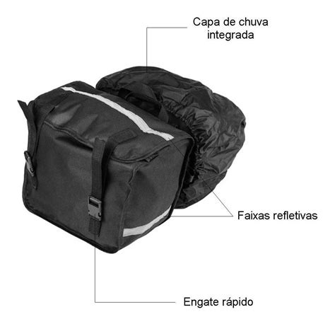 Bolsa Alforge Lateral Nylon Capa Imperme Vel De Chuva