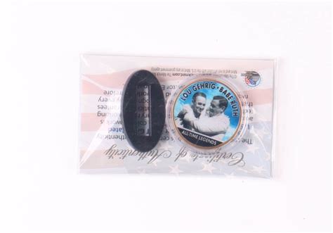 Babe Ruth Lou Gehrig Gold Plated Dollar Coin Pristine Auction
