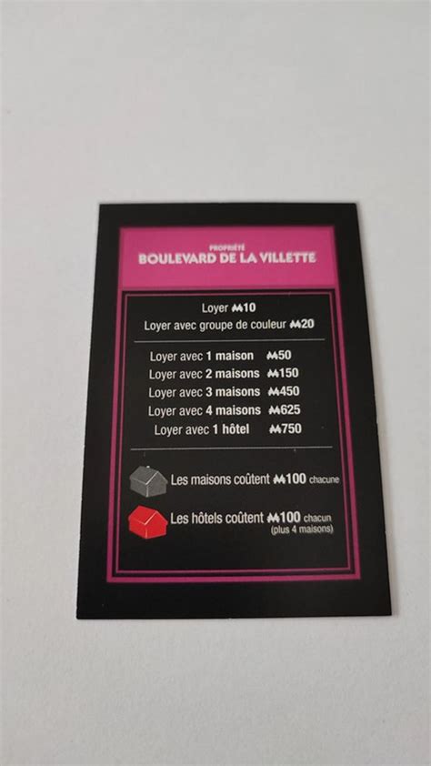 Carte Boulevard De La Villette Pi Ce Jeu De Soci T Monopoly Mauvais