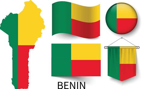 El Varios Patrones De El Benin Nacional Banderas Y El Mapa De Benín