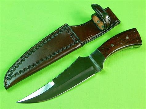 Custom Hand Made Huge Hunting Skinning Skinner Signed Knife & Sheath