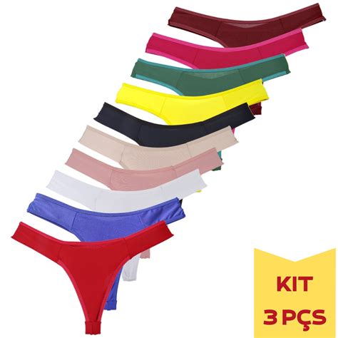 Kit Calcina Fio Duplo Dental Lisa Tanga Atacado Revenda Luxo Sexy Microfibra Sensual Lingerie