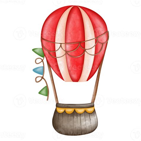 Watercolor Cute Hot Air Balloons Amusement Park PNG