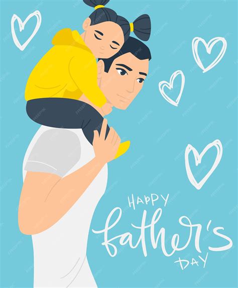 Premium Vector Happy Fathers Day Cartoon Illustration With Dad And