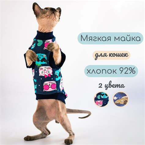 Одежда для кошек и котов - стильная майка с рисунком Кошачий вайб ...