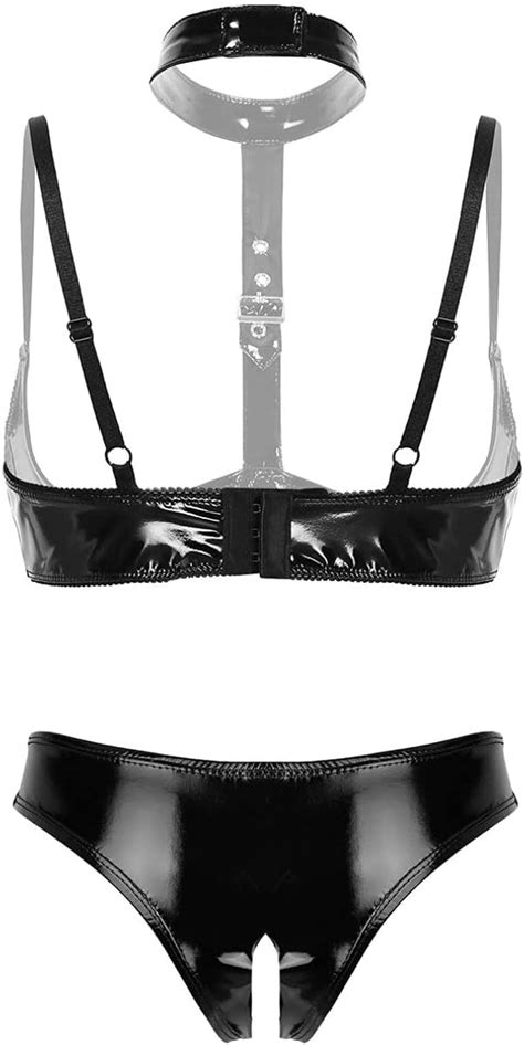 YiZYiF Stretch Vinyl Lingerie Set With Quarter Cup Australia Ubuy