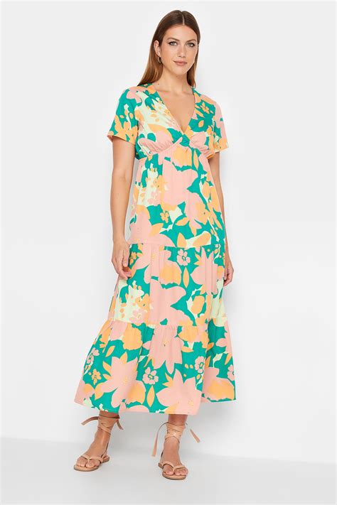 LTS Tall Women S Green Floral Tiered Midi Dress Long Tall Sally