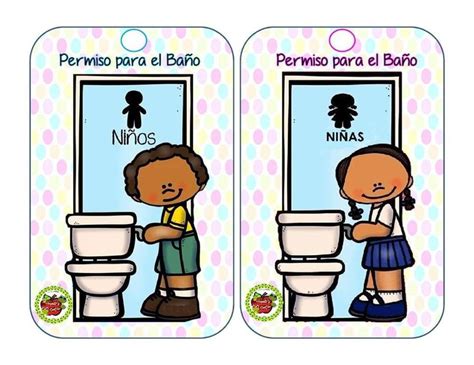 Pin de Fany AG en Permisos Temas preescolares del aula Pase de baño