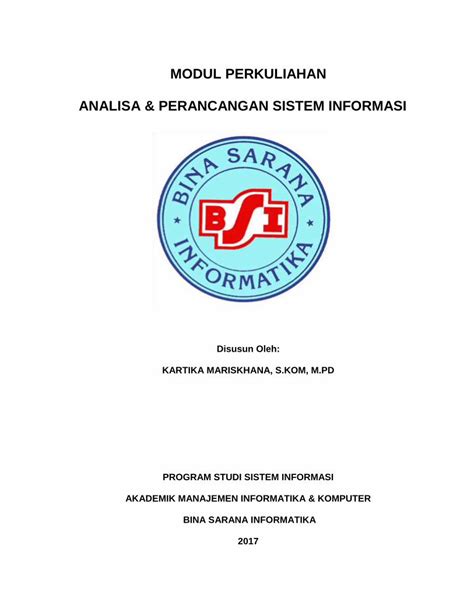 Pdf Modul Perkuliahan Analisa Perancangan Sistem Mengetahui