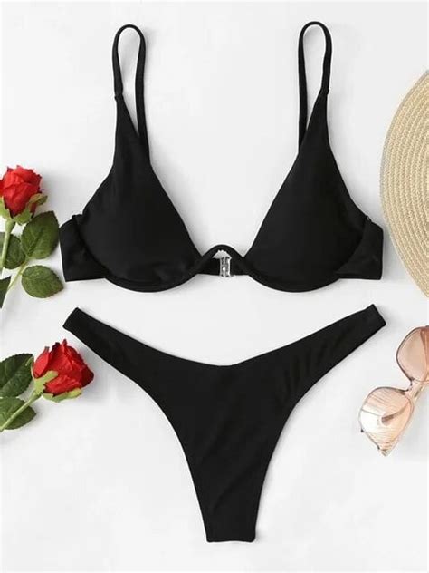 V Bar Bikini Female Swimsuit Underwired Women Swimwear Two Piece V Shape Wire Bikini Set Bather