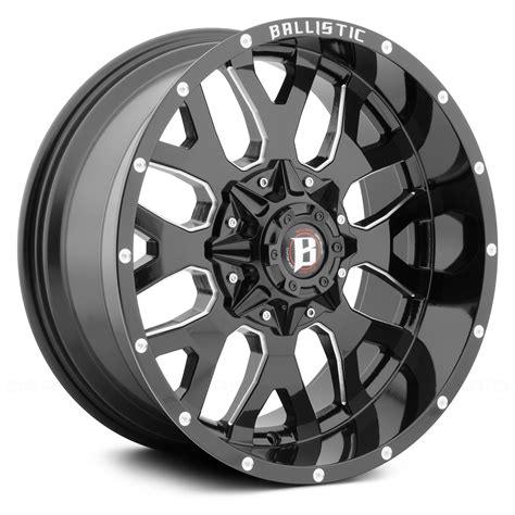 Ballistic 853 Tank Wheels Gloss Black With Milled Window Rims Hot Sex