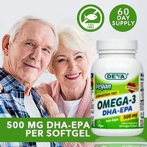 Deva Suplemento vegano Omega 3 DHA EPA Una vez por día Softgel 500 mg