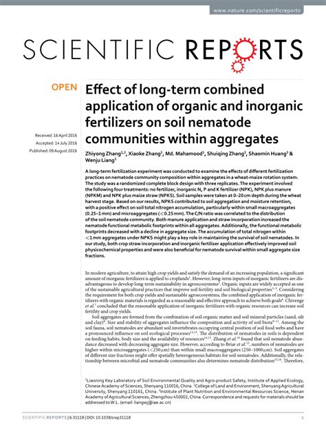 Pdf Effect Of Long Term Combined Application Of Organic And Inorganic