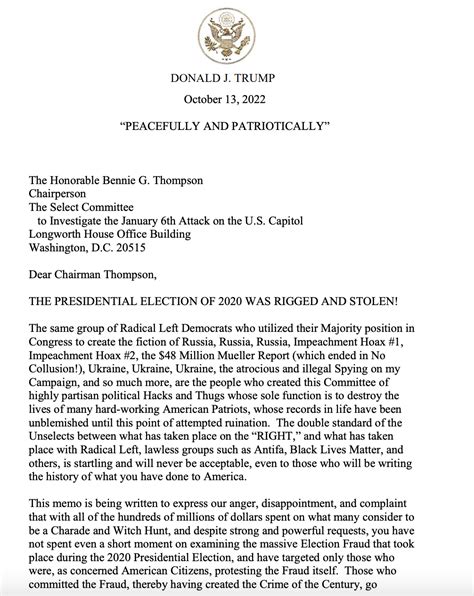 Read Trump S Response To Jan 6 Panel Following Subpoena Vote