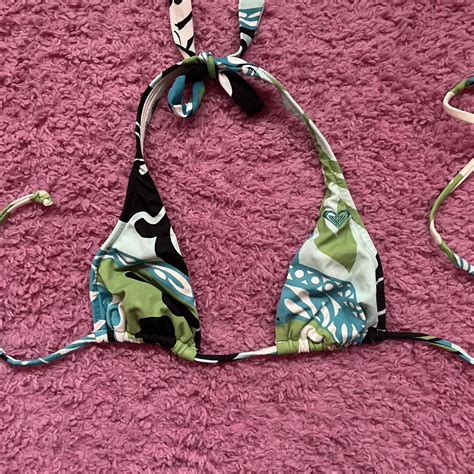 S Fun Pattern Vintage Roxy String Bikini Top Depop