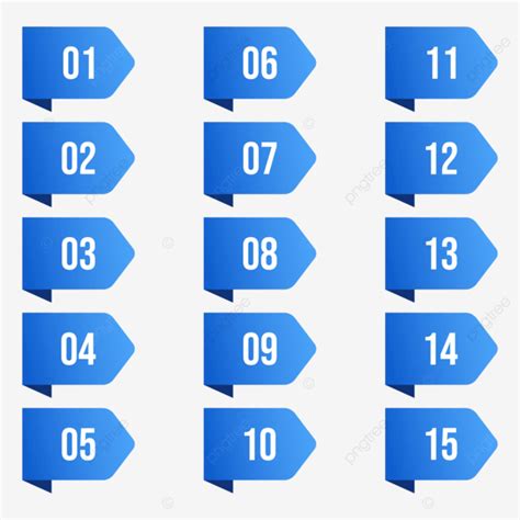 Set Of Bullets And Numbering From One To Sixteen With Blue Gradation