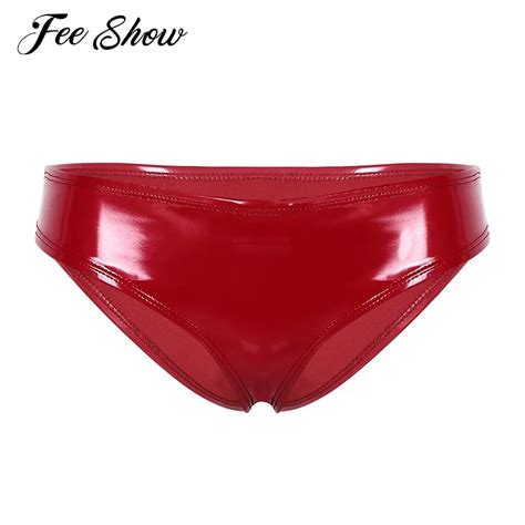 Sexy Briefs Womens High Cut Panties Underwear Wet Look Lingerie Glossy