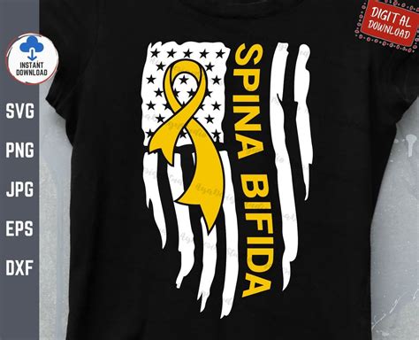 Spina Bifida Ribbon American Flag Svg Spina Bifida Awareness Svg