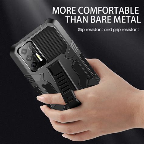 Infinix Hot Play Case Armor TPU PC Hard Casing Hard Cover Stand Bracket Business Phone Case