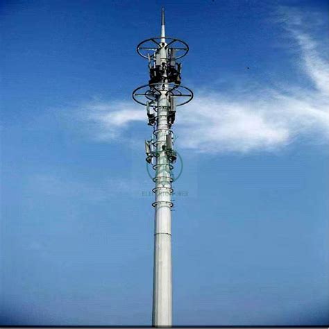 Free Standing Monopole Single Steel Tube Pipe Antenna GSM Masts Telecom