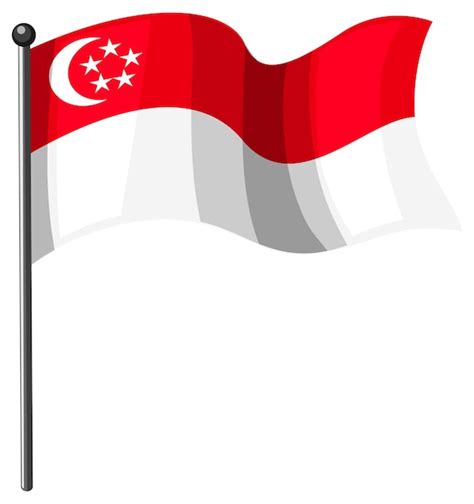 Free Vector | Singapore flag with pole in cartoon style isolated on white background