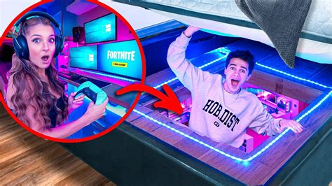 I Built A Secret Gaming Room Under My Bed YouTube