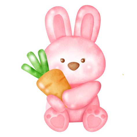 Watercolor pink bunny rabbit clipart. 24390591 PNG