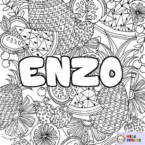 Coloración del nombre ENZO decorado mandala de frutas Maxi Dibujos