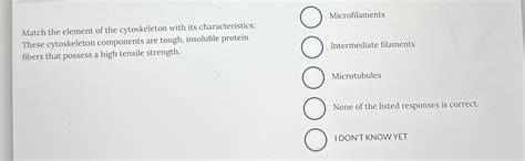 Solved Match the element of the cytoskeleton with its | Chegg.com 