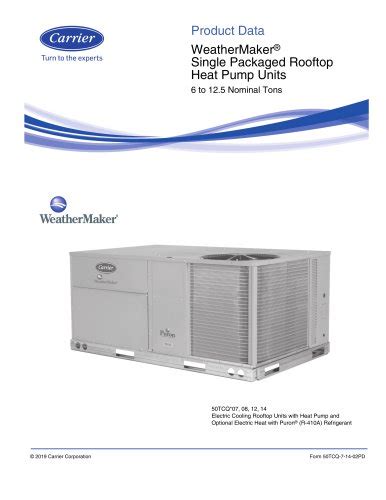 Carrier Ton Eer Weathermaster Package Rtu Heat Pump 4603 46 Off