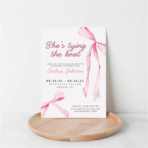 Tying The Knot Bachelorette Party Weekend Invitation And Itinerary Diy Wedding Bachelorette