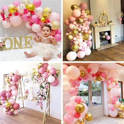 Partywoo Pink And Gold Balloons 66 Pcs Pink Balloons Metallic Gold