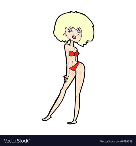 Comic Cartoon Woman In Bikini Royalty Free Vector Image