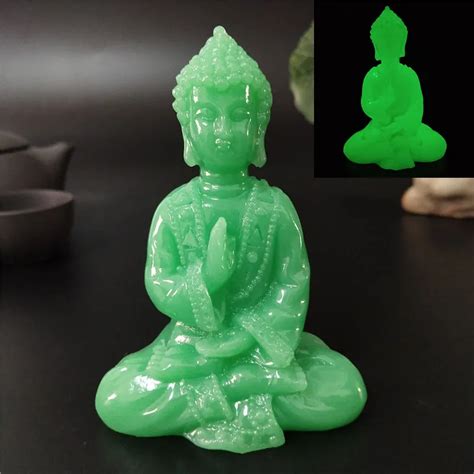 Glowing Meditation Buddha Jade Stone Statue