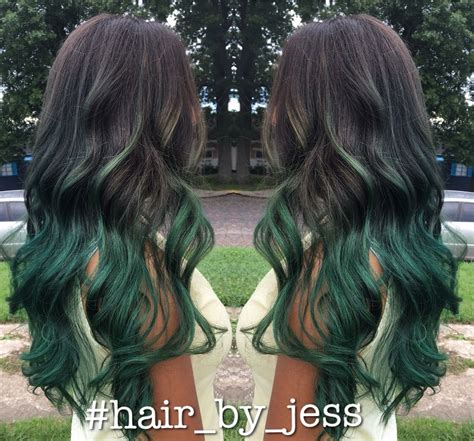 Green Ombre • Green Balayage • Pravana Vivids Dark Green Hair Teal Hair Blue Ombre Hair