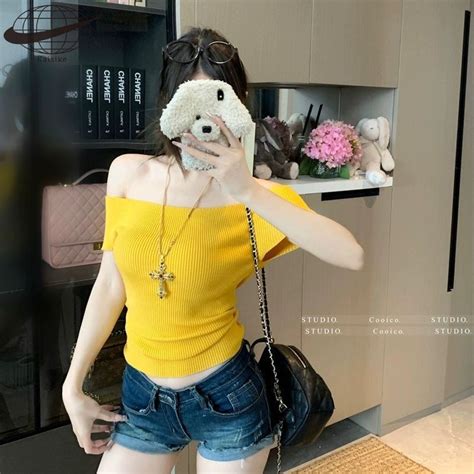 O Thun Ng N Tay L Ch C M U V Ng D Nh Cho N Pure Desire Style Sweet Hot Girl Skinny Short Off