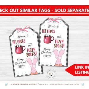 Hot Chocs And Fuzzy Socks Gift Tag Printable Christmas Socks Tag Hot Cocoa Gift Tag Pta Thank
